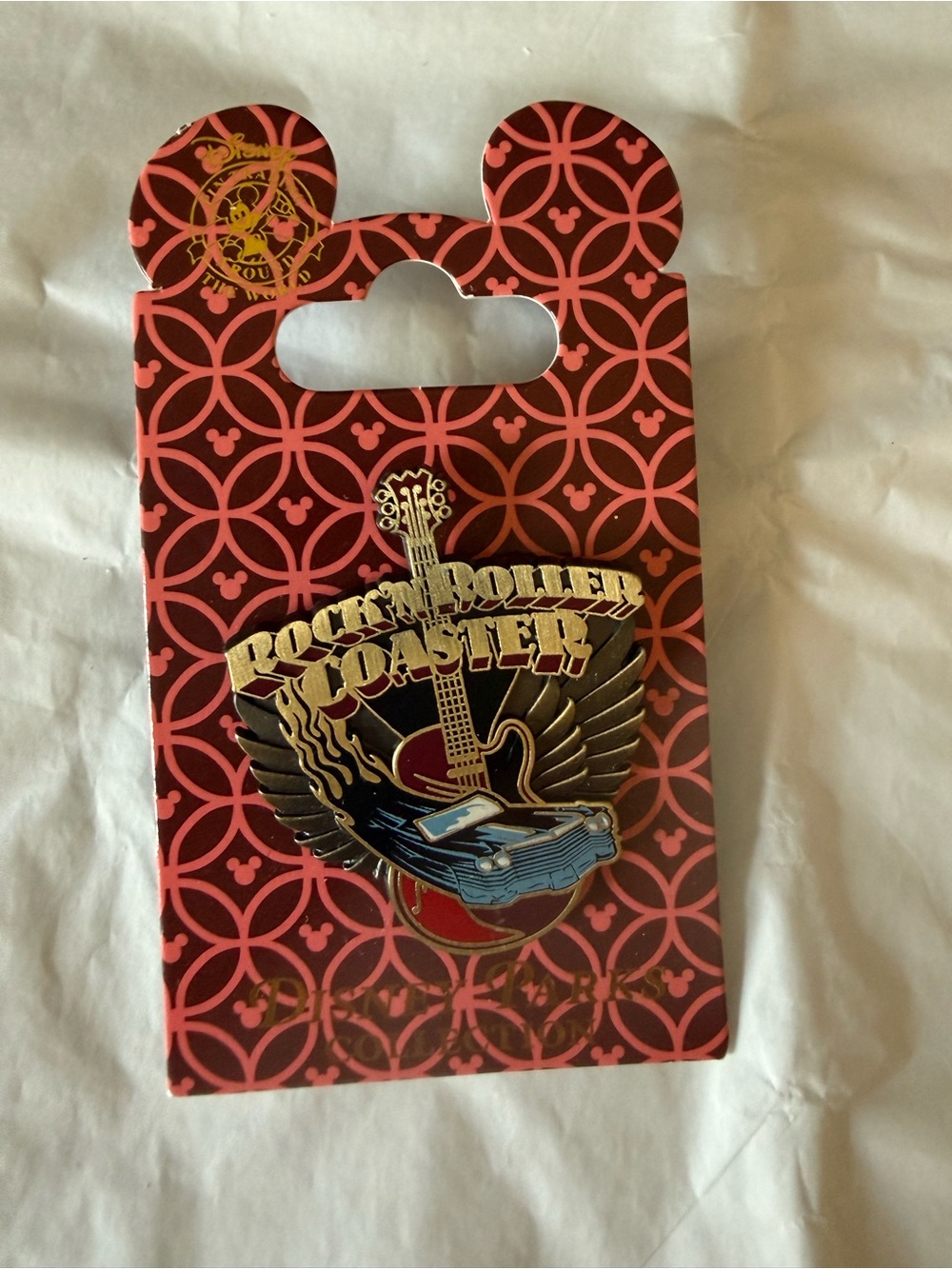 Official Disney Rock 'n' Roller Coaster Enamel Pin - Guitar & Wing Design,l